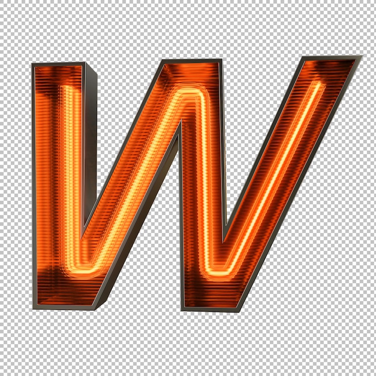 Free PSD neon light alphabet on transparent background