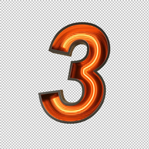 無料PSD 透明な背景にネオンの光の番号