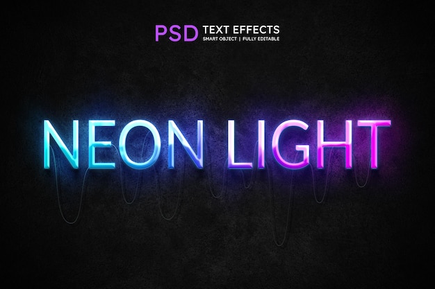 Free PSD neon light text style effect