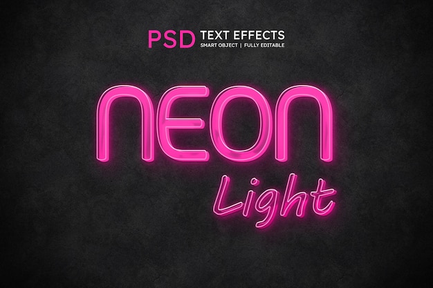 Free PSD neon light text style effect