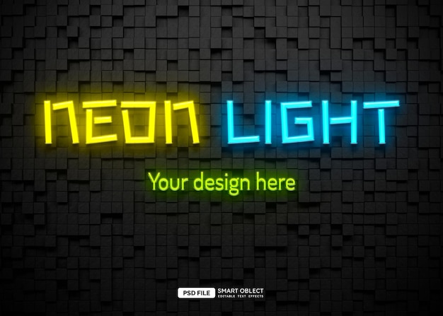 Free PSD neon light text style effect