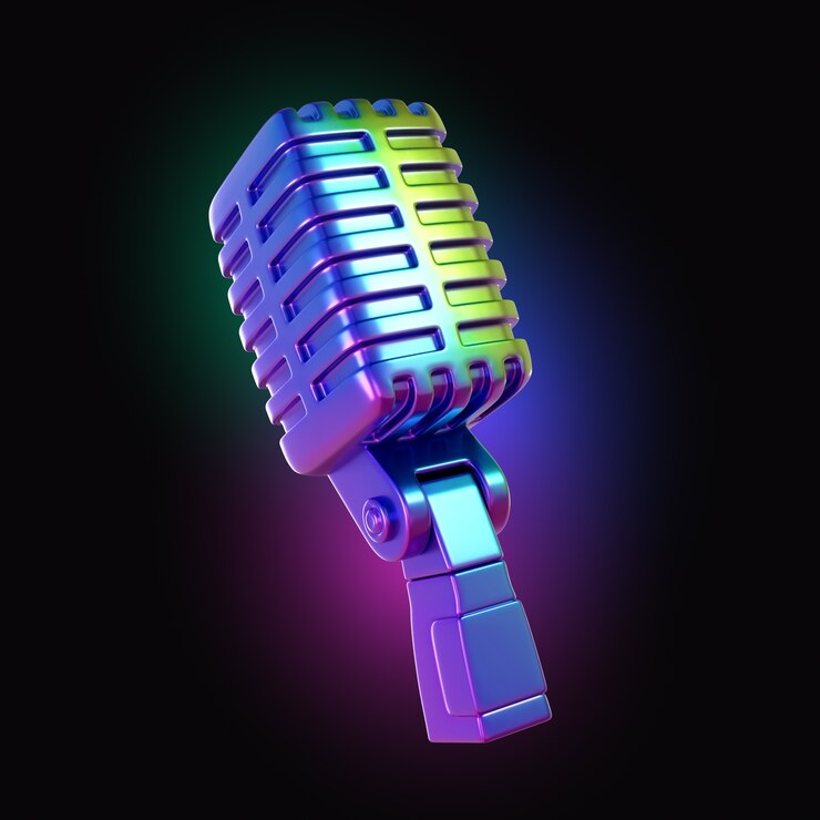 Free PSD neon microphone  icon design