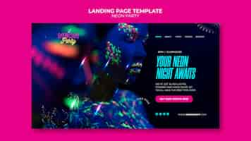 Free PSD neon party landing page