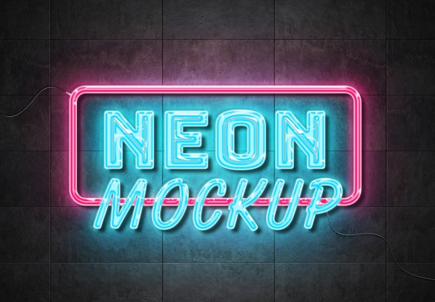 Download Free Psd Set Of Artistic Neon Lights Mockup