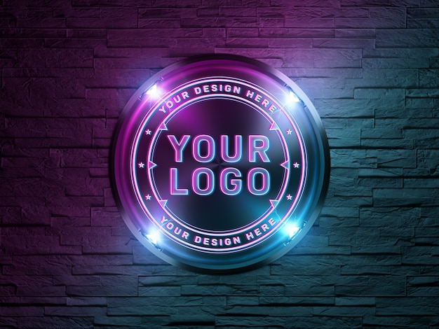 Download Premium PSD | Neon light logo mockup