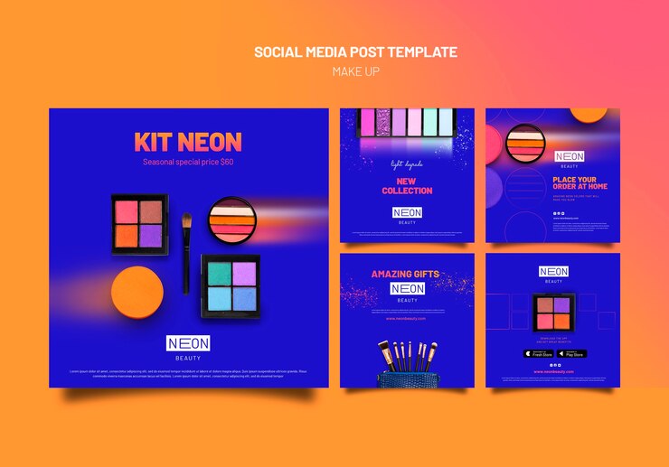 मुफ़्त PSD neon type instagram posts template