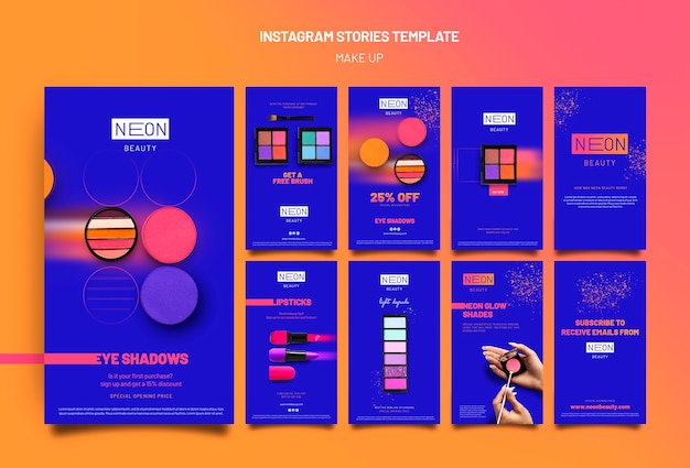 PSD gratuito modello di storie di instagram di tipo neon