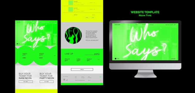 Neon type website template