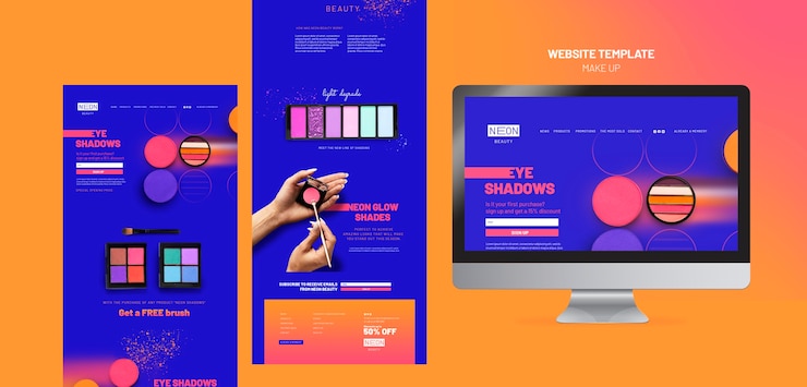 Free PSD neon type website template