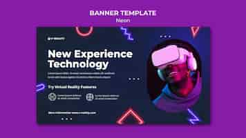 PSD gratuito modello di banner per occhiali per realtà virtuale al neon