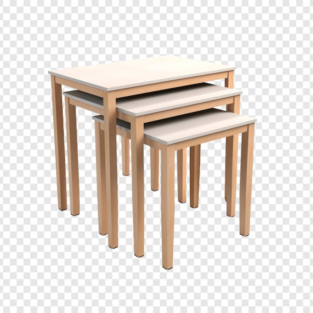 Nesting tables isolated on transparent background
