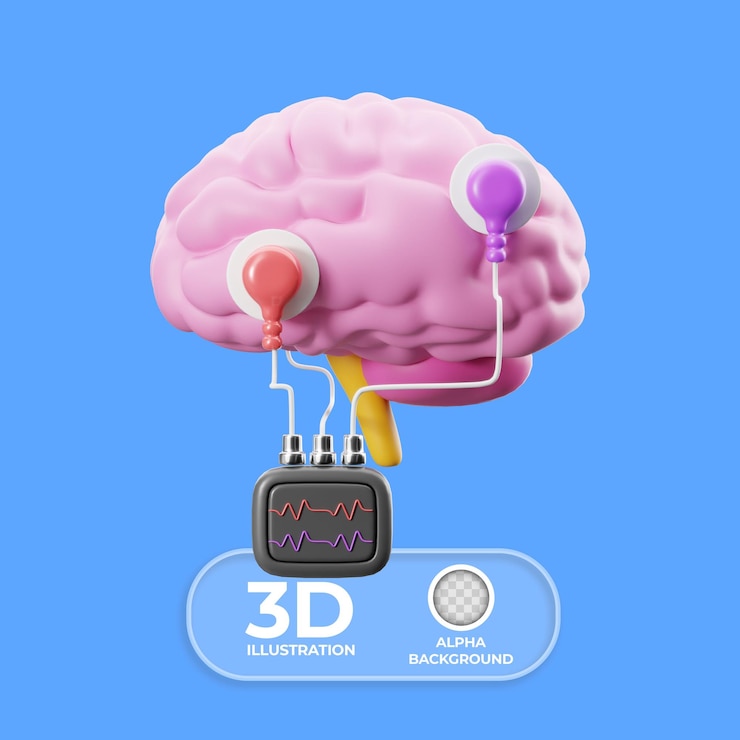 Free PSD neurology evoked potentials 3d illustration