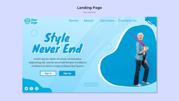 Free PSD never getting old landing page template