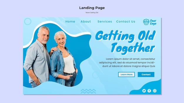 Free PSD never getting old landing page template