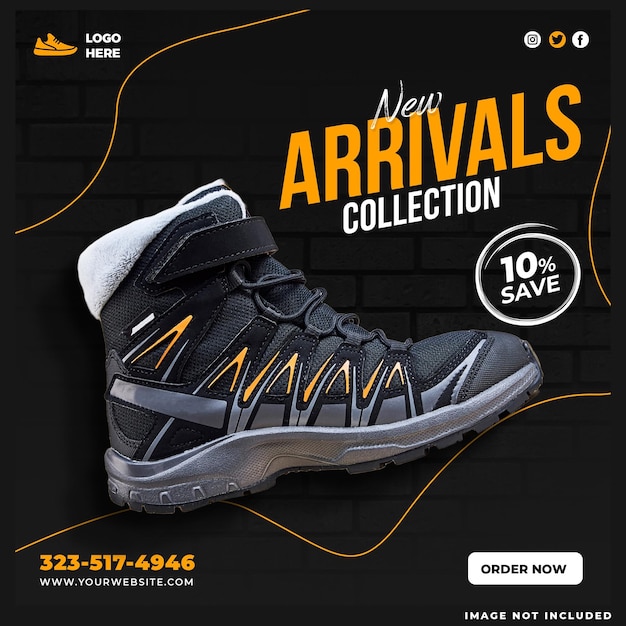 Free PSD new arrivals collection shoes social media template