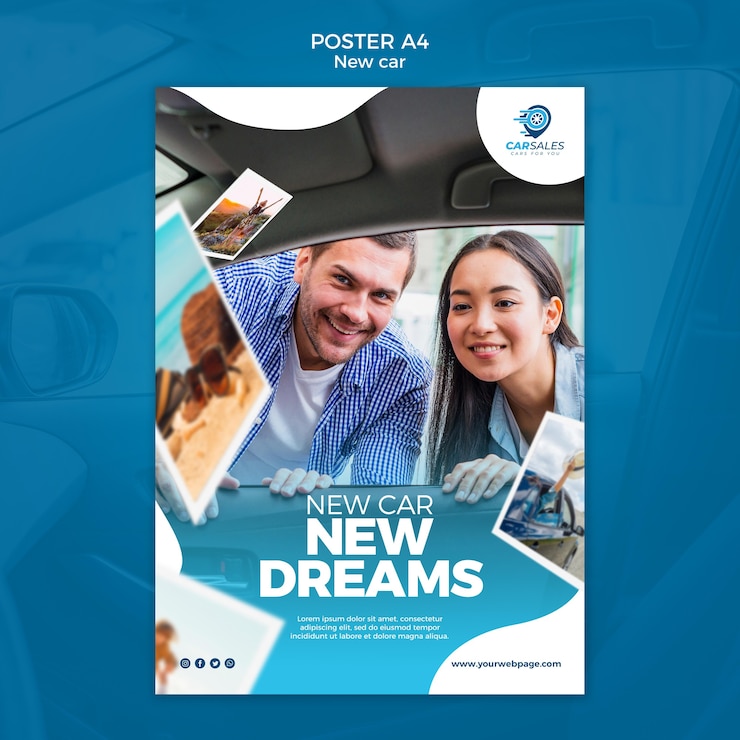 Free PSD new car concept poster template