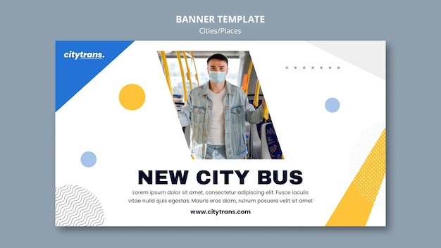 New city bus banner template – Free PSD download