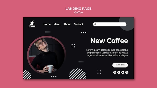 Free PSD new coffee concept landing page