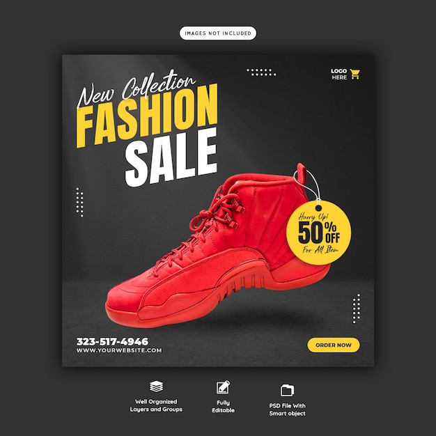 Free PSD new collection fashion sale instagram post template