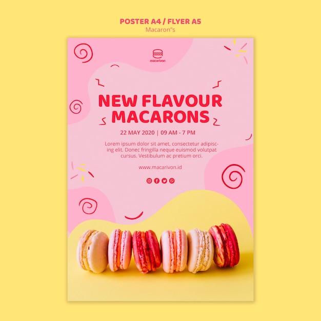 Free PSD new flavour macarons poster template