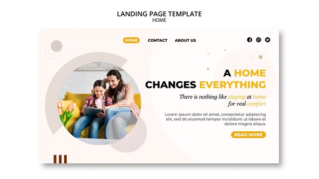New home landing page template with minimalistic shapes