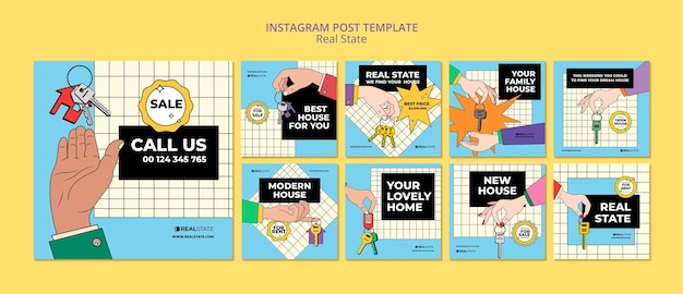 Free PSD new home real estate instagram posts collection