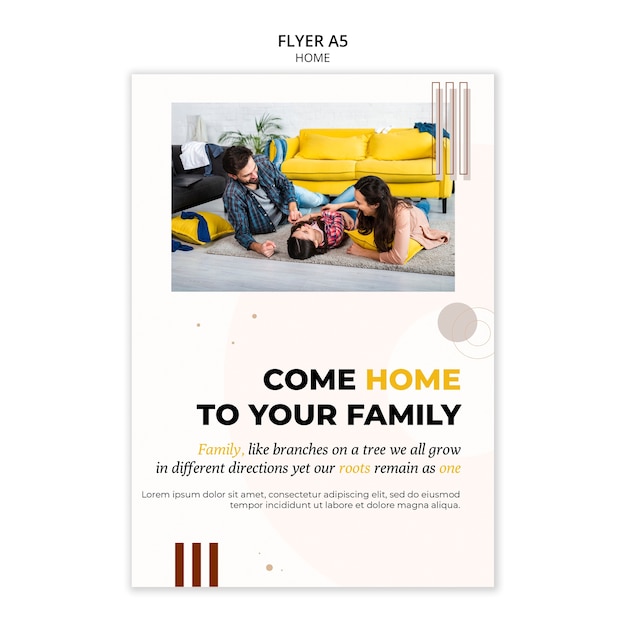 Free PSD new home vertical flyer template with minimalistic shapes