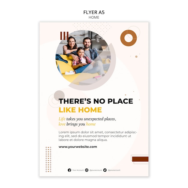 Free PSD new home vertical flyer template with minimalistic shapes