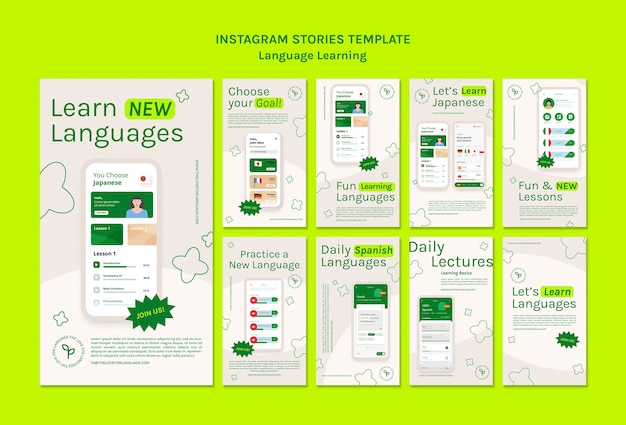 新しい言語のInstagramストーリーテンプレート