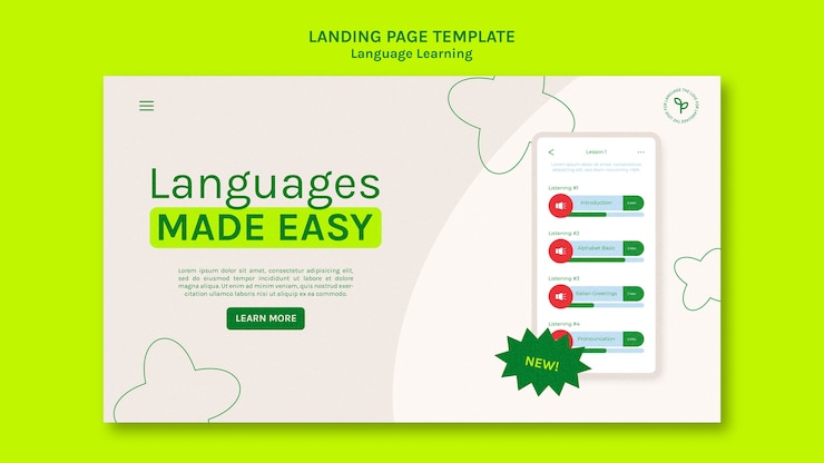 Free PSD new language landing page template