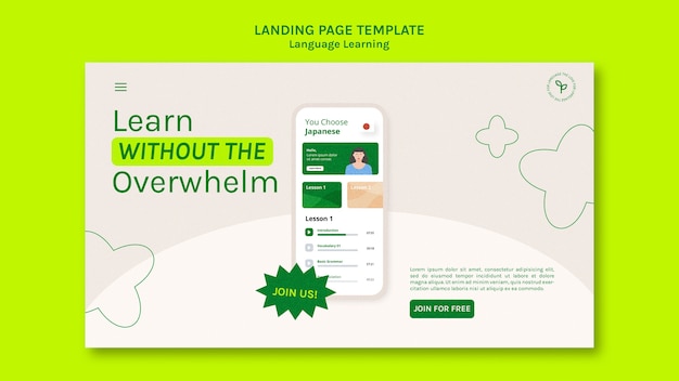 Free PSD new language landing page template