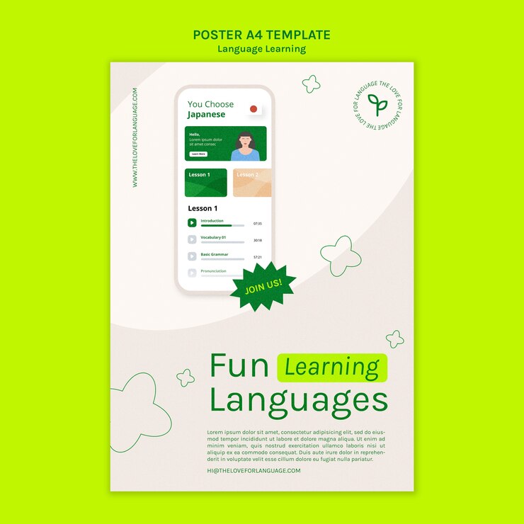 Free PSD new language poster template