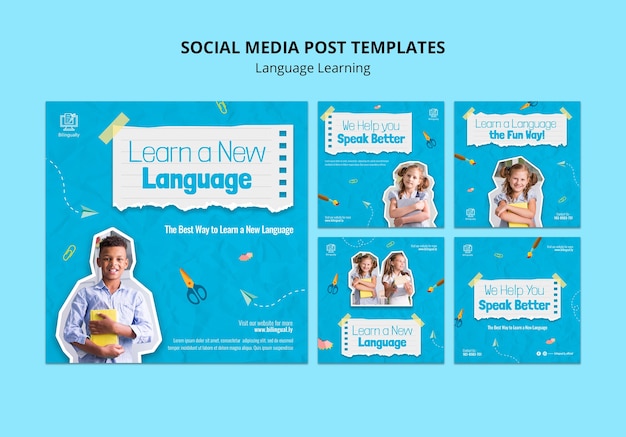 Free PSD new language social media post templates