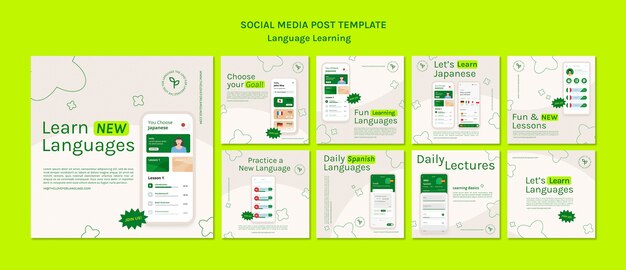 New language social media post templates