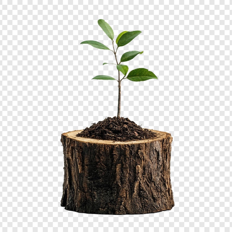 Free PSD new life sprouting from old wood a symbol of growth and renewal