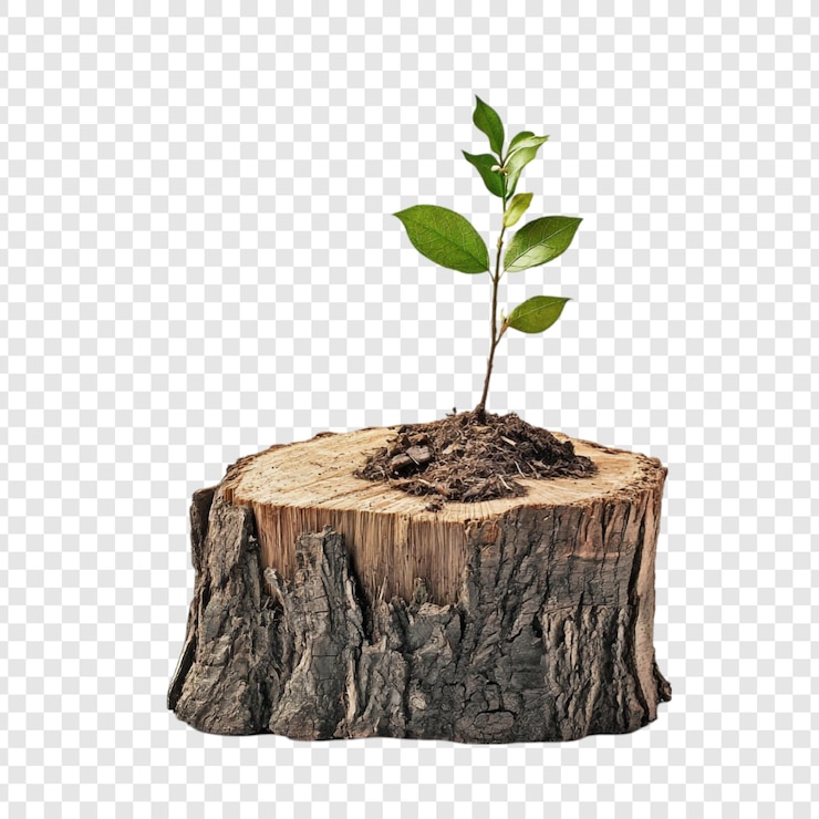 Free PSD new life sprouting from old wood a symbol of renewal and rebirth