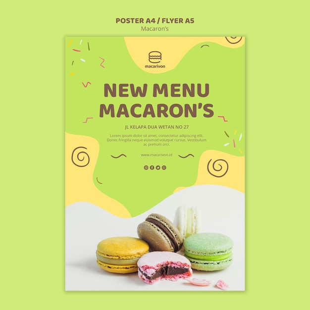 New menu macaron's poster template