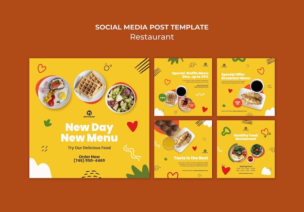 Nuovo modello di post sui social media del menu