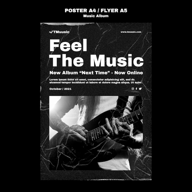 Free PSD new music album poster template
