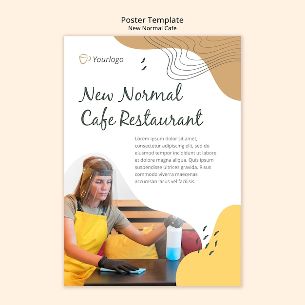 Free PSD new normal cafe ad poster template