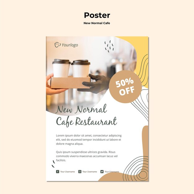 New normal cafe poster template
