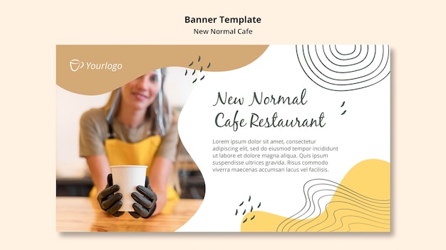 Free PSD new normal cafe template banner