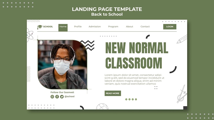 Free PSD new normal classroom landing page