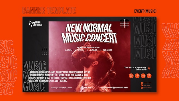 PSD gratuito nuovo modello di banner per concerti di musica normale