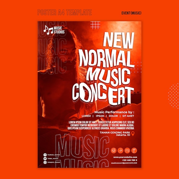 Free PSD new normal music concert print template