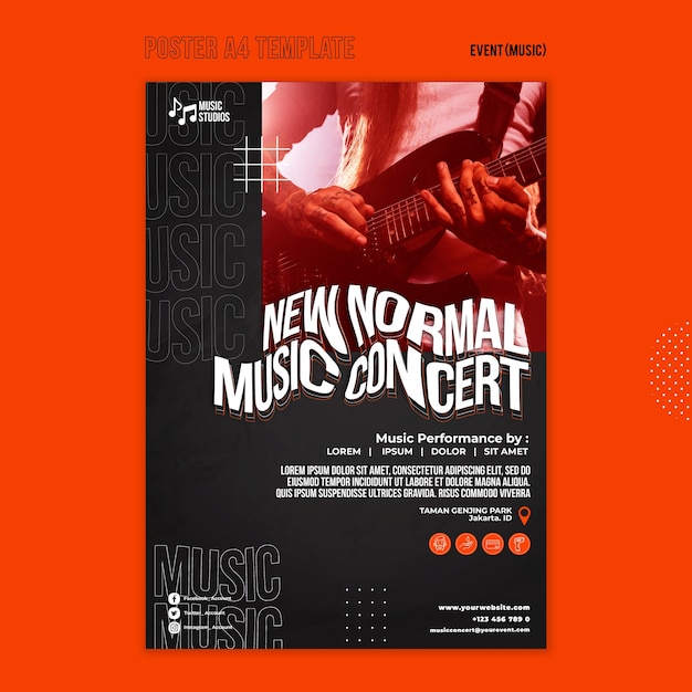 Free PSD new normal music concert print template