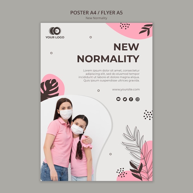 PSD gratuito nuovo modello di poster di normalità