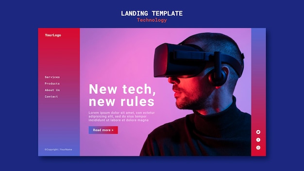 Free PSD new technology landing page template design