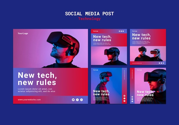 New technology social media template design