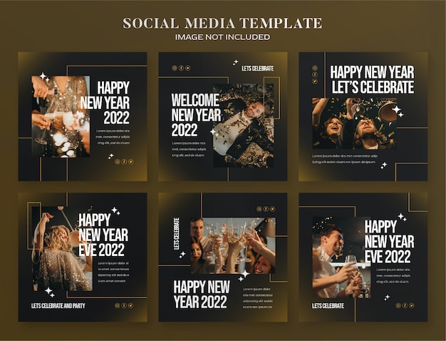 Новогодняя вечеринка 2022, баннер в социальных сетях и шаблон поста в instagram